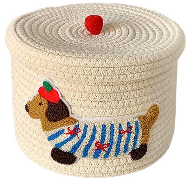 웜모먼트 대용량 커버 먼지 수납통 가정용 귀여운 강아지 잡화 수납함, 1개, 화이트 A