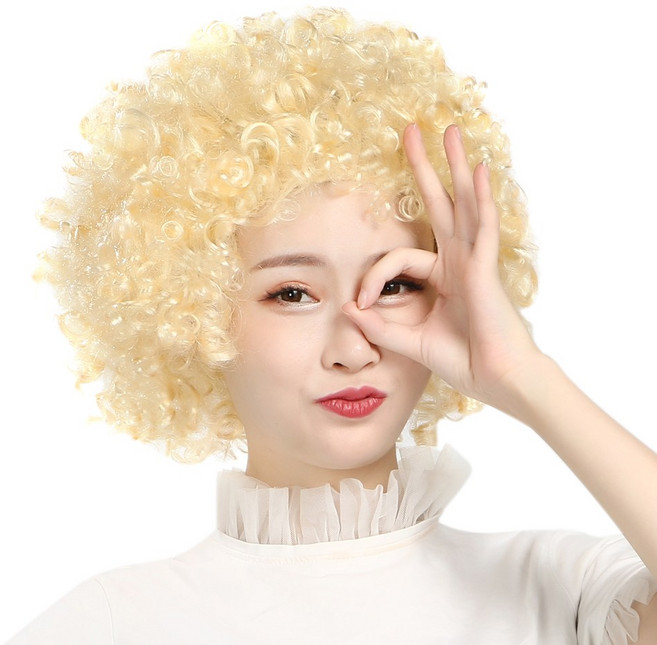 도매파티 뽀글이 가발-파티 파마 코믹 코스프레, 뽀글이 골드(금발), 1개