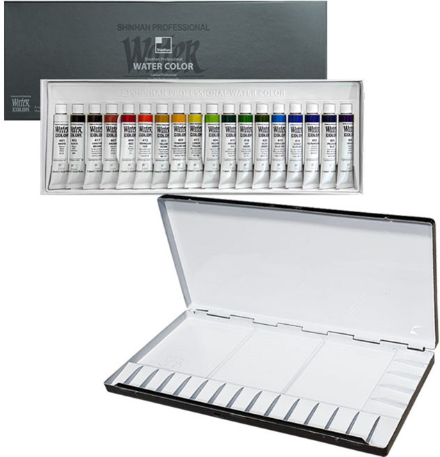신한 전문가 수채물감 18색 + 420파레트, 7.5ml