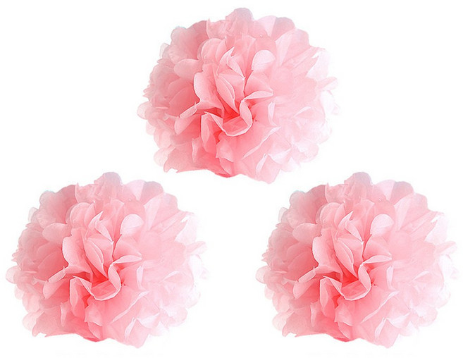 종이 꽃볼 팜팜모빌 플라워볼 종이꽃 파티 천장 장식 3개, 베이비핑크