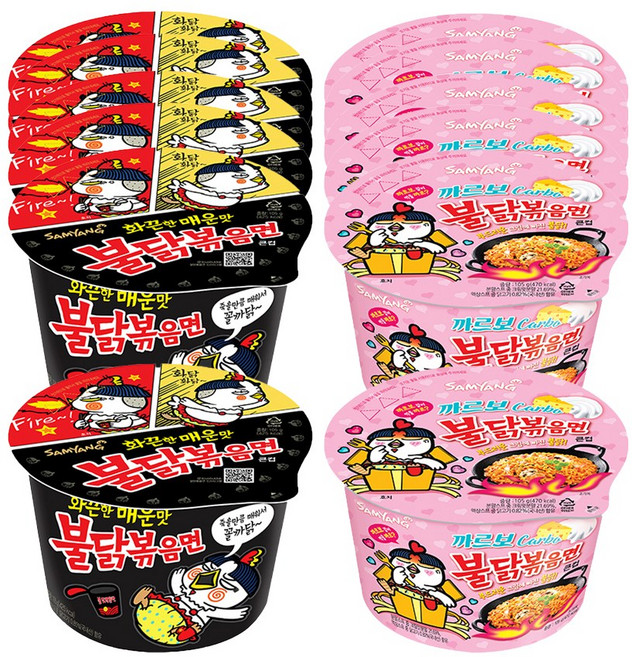 (올따옴)불닭볶음면 큰컵 6p+까르보불닭볶음면 큰컵 6p, 12개