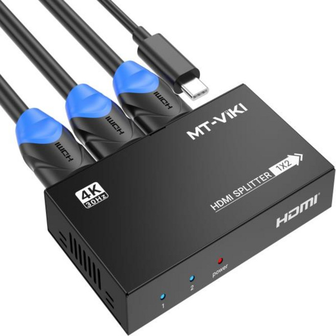 MT-ViKI HDMI 분배기 1 인 4 출력 1x4 전원 HDMI 분배기 4 포트 AC 어댑터 포함 4K x 2K @ 30Hz 3D 풀 HD, 03 With EU DC, 1개