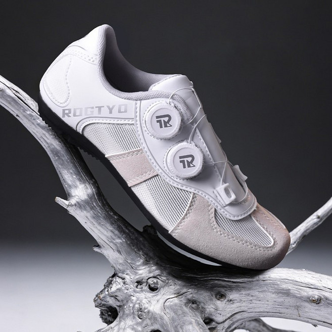 ROGTYO 자전거 신발 평페달 남녀공용 다이얼 사이클 슈즈, 270, 흰색