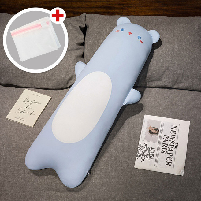 Pogeuni 냉감 인체공학 바디필로우 롱쿠션, 블루