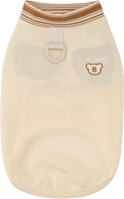 넥스트엣지 펫파션 곰돌이 자수 D링 산책복 강아지 티셔츠 애견옷, 1개, 크림 브라운