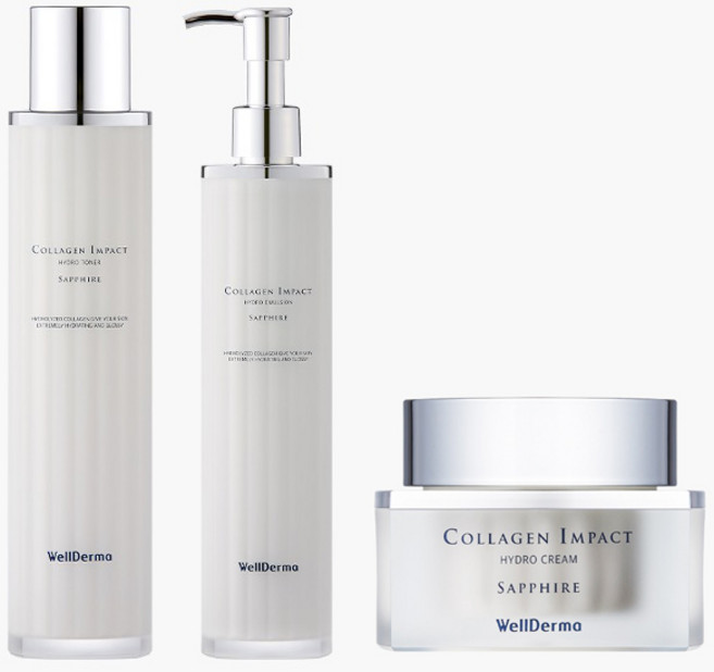 웰더마 사파이어 콜라겐 임팩트 하이드로 토너 100ml + 에멀전 100ml + 크림 50g, 1세트