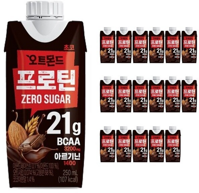 롯데 오트몬드 프로틴 제로슈거 초코, 250ml, 18세트