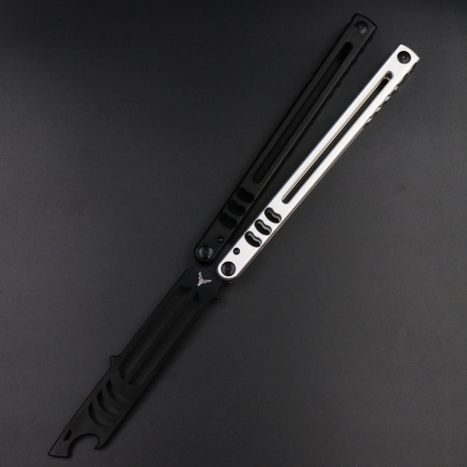 연습용 발리송 마코 V5 병 발리송 트레이너 7075 알루미늄 손잡이 부싱 구조 호신용 나비 훈련 칼, 01 BlackWhite, 1개