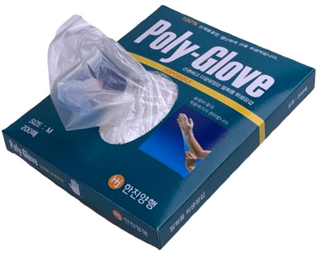 한진양행 폴리글러브 비닐위생장갑 M 200매입 ghk*895It, 1개, 1개