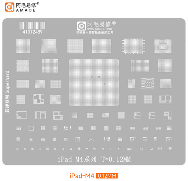 아마오에 통합형 스텐실 CPU WIFI 리볼링 스텐실 M1-M4 아이패드 에어5/6 맥북 프로 2021 2022 2024 주석 도포망 수리 도구, [04] M4
