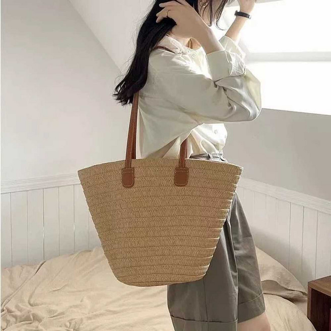 라탄백 등나무 소가죽 해변 밀짚 2024신상 토트백 대용량