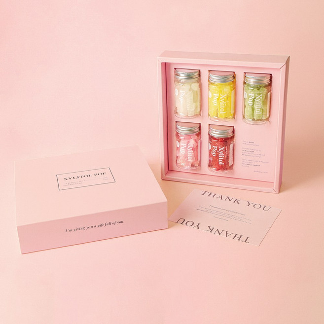 자일리톨 화이트데이 수제캔디 5종 핑크선물세트, 250g, 1개