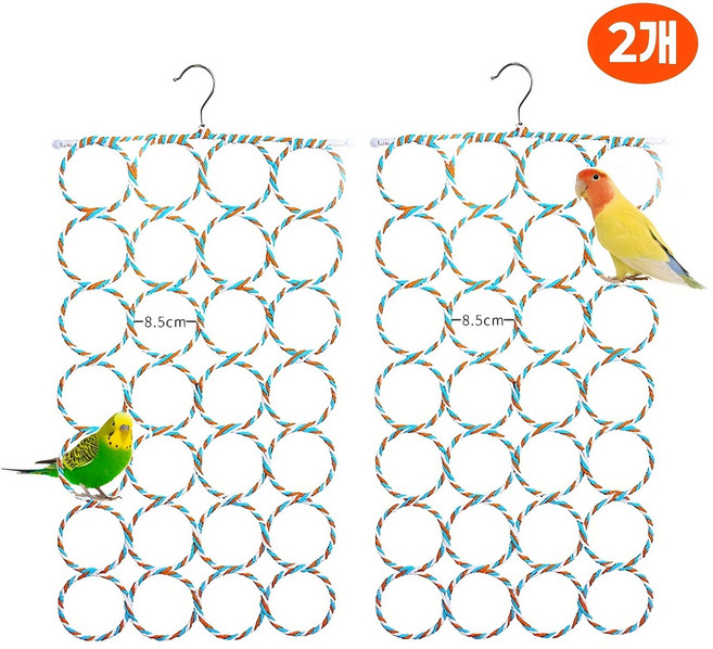 코차이 앵무새 훈련용품 그물 사다리 장난감 28구 버드링 1+1, 2개, 랜덤발송