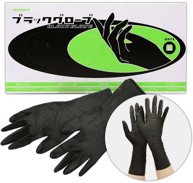 모리스 블랙 롱 글로브 미용장갑, M 사이즈, 1개