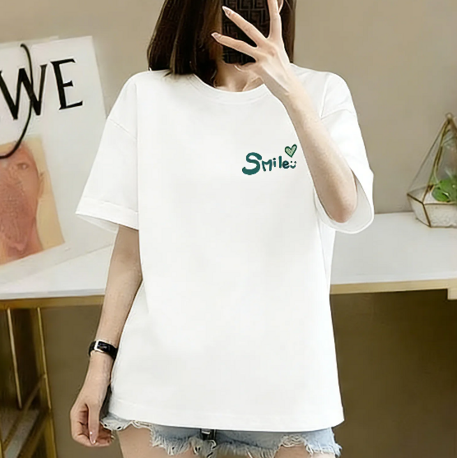 BROWMODA 남녀공용 루즈핏 순면 라운드 반팔티