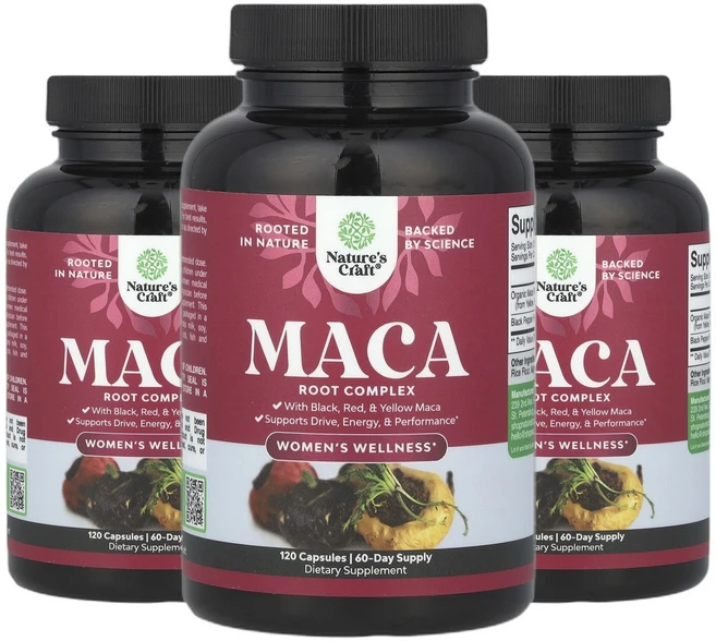 네이처스크래프트 여성 웰니스 마카 MACA 뿌리 복합체 캡슐 120정 2+1, 3개 - 쿠팡