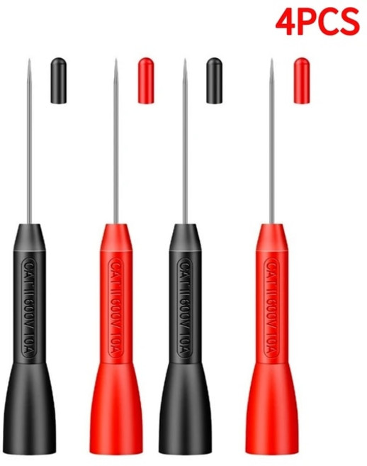 NENG-PT2002 멀티미터 프로브 PVC 절연 피어싱 팁 비파괴 테스트 진단 도구 2 개, [02]  4pcs 600V 10A, 02  4pcs 600V 10A