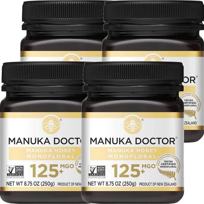 MANUKA DOCTOR Manuka Honey Monofloral 마누카 닥터 마누카 꿀 모노플로럴 MGO 125+ 250g, 4개 - 쿠팡
