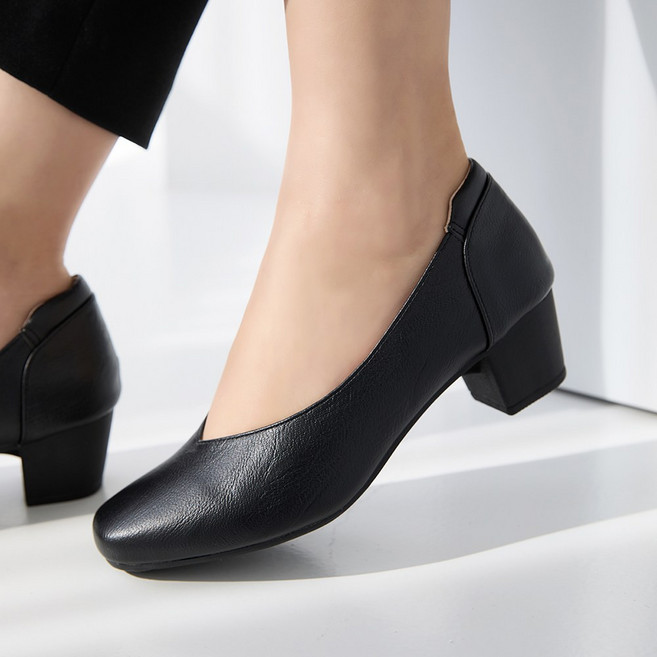 제이슈 타칸 경량 스퀘어토 청키힐 펌프스 4.5cm
