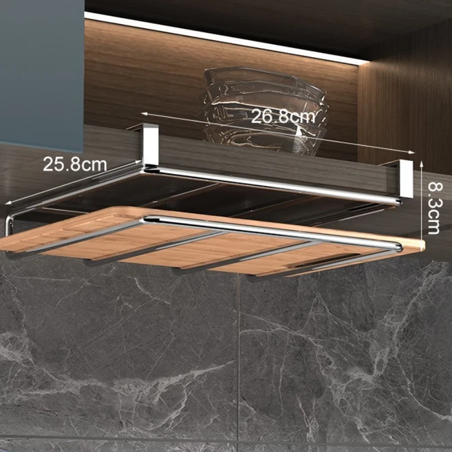 프리미엄 언더 캐비닛 행잉 랙 종이 타월 커팅 보드 냄비 공간 절약 주방 액세서리 용 멀티 후크 스토리지, 02 J7002-A