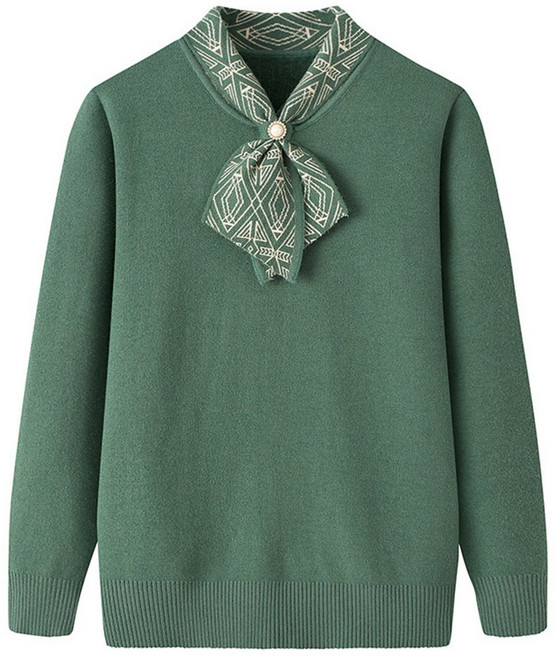 메이리앤 중년 여성 니트 스웨터 스카프 일체형 두툼한 엄마옷