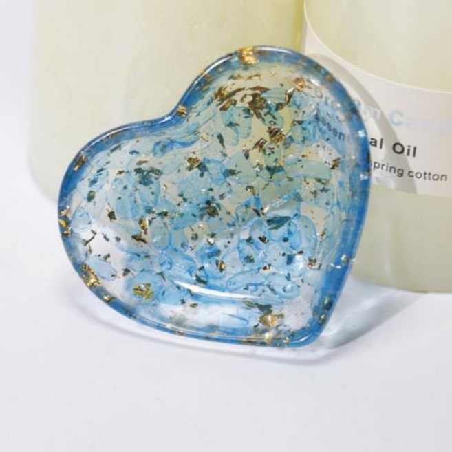 크리스탈싱잉볼 크리에이티브 크리스탈 치유 돌 수지 칩 하트 모양의 그릇 장식 홈 액세서리 책상 미니어처, Haibao Jinbo