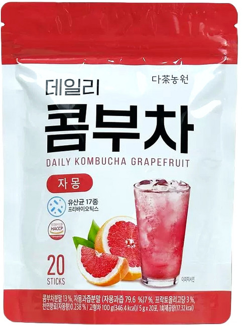 多農園 葡萄柚口味康普茶 含17種乳酸菌 獨立包裝, 5g, 20個