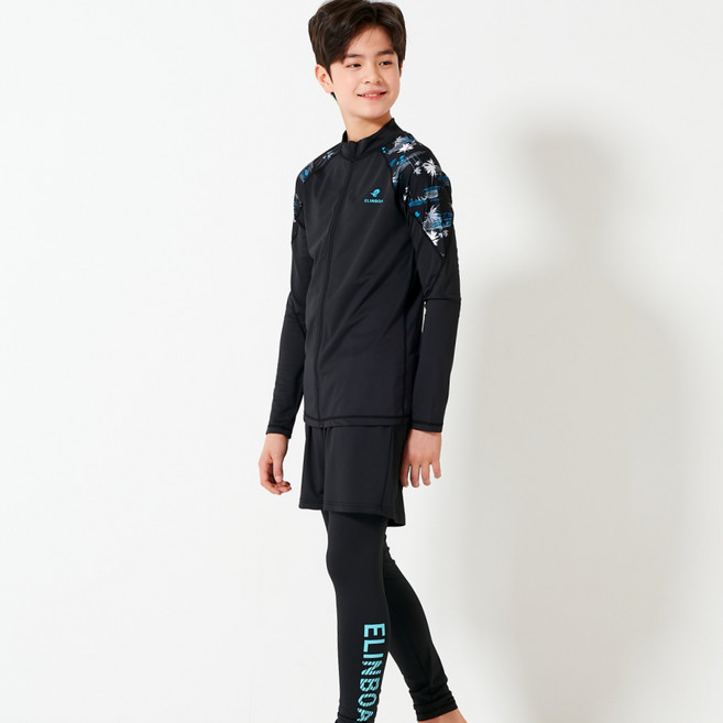 엘인보아 주니어 래쉬가드 집업 칼라야자블랙 반바지상하