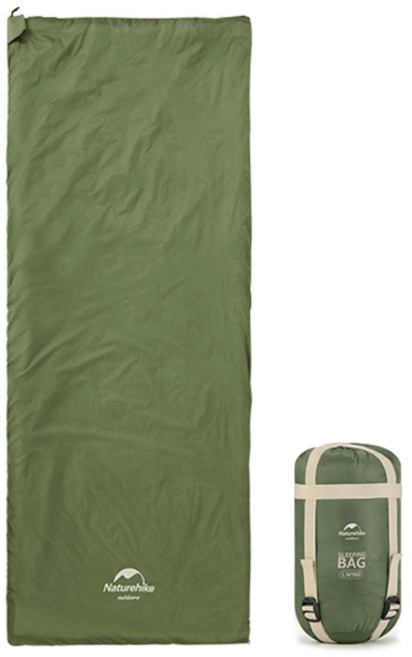네이처하이크 LW180 초경량 침낭 백패킹 여행 차박 사계절 압축 파우치 연결 여름, M-그린, 1개