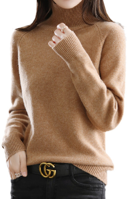 핑크셀럽 여성용 비스코스 포근 목 폴라 니트 티셔츠