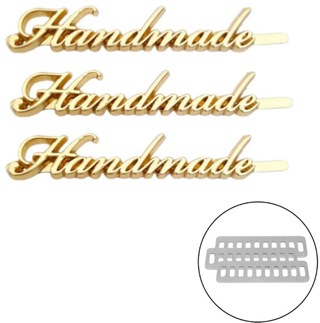 바이유즈 handmade 금속라벨 핸드메이드라벨, 1개, 골드3p
