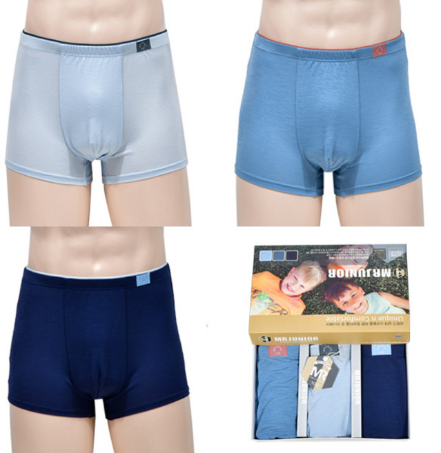 엠알주니어 청량하고 편안한 인견 스판 주니어 드로즈 사각팬티 속옷 3매입