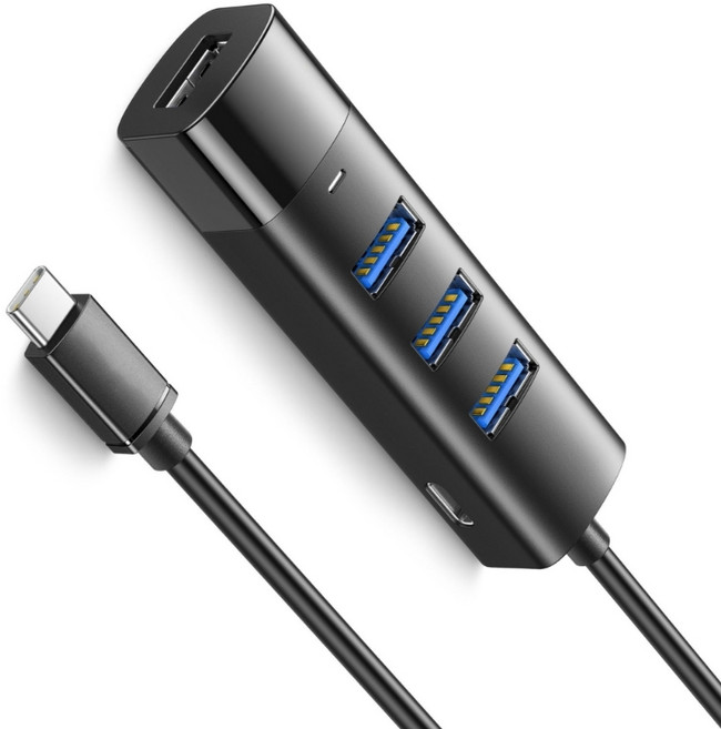 노트북 5Gbps 멀티포트 어댑터와 호환되는 4포트 USB3.0 허브 PC 키보드 노트북과 호환되는 휴대용 여행용 USB 허브 USB 어댑터, 30cm, 1개, Type C