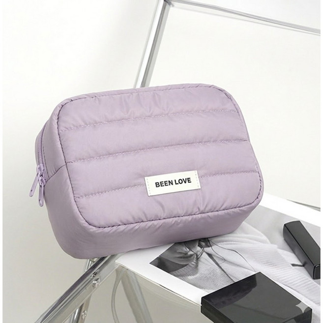 후암마켓 폭신 방수 케이블 화장품 패딩 여행 휴대용 파우치