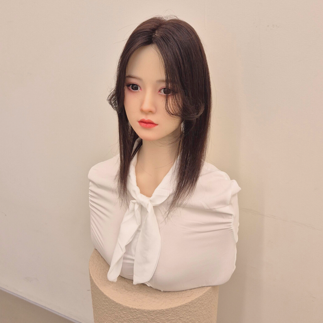 [사전스타일링 36CM기장]인모100% 탑커버 사이드뱅 스트레이트 가슴윗선기장 여자부분가발 36CM 여자정수리가발, 자연검정, 1개