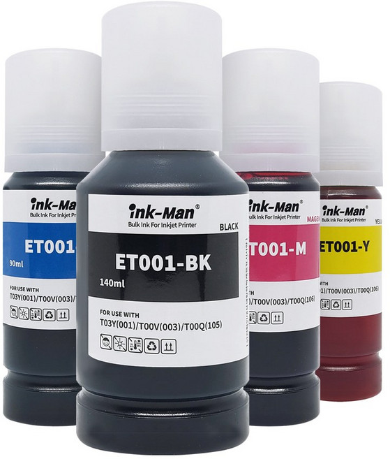 잉크맨 엡손 001 호환 T03Y 무한 리필 잉크 L4150 L4160 L6160 L6170 L6190 L6270 L6370 L6390 L14150 프린터충전 T03Y1 T03Y2, T03Y 호환 4색 세트, 1개