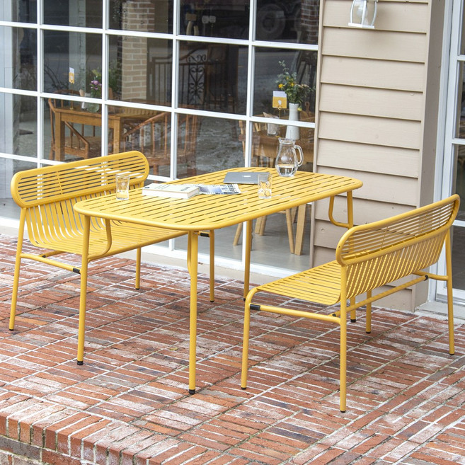 링컨 등벤치의자 야외 카페 테라스 공원 철제 벤치, 옐로우