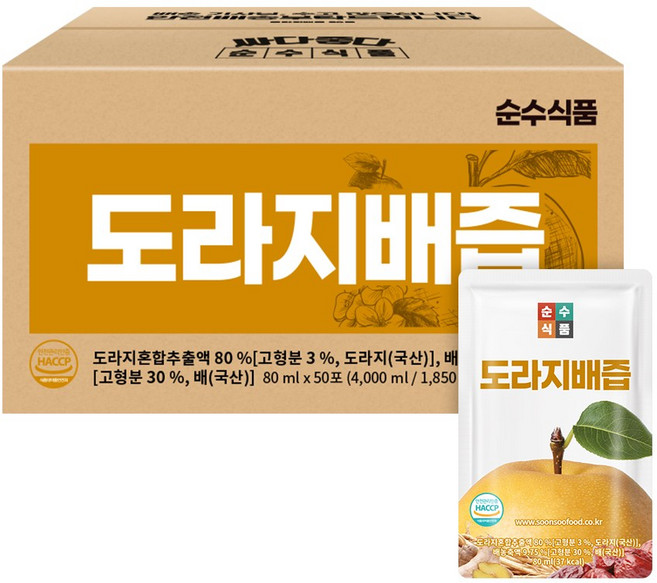 순수식품 도라지배즙, 80ml, 50개