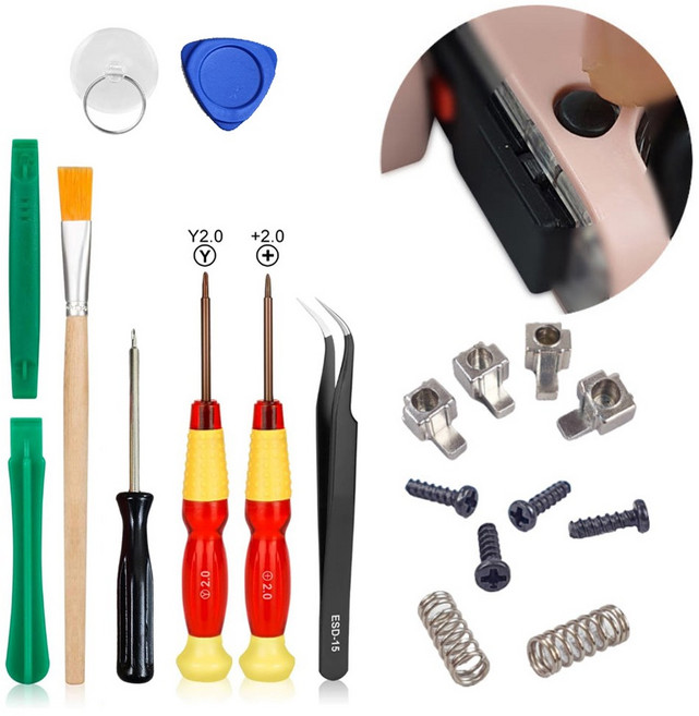 호환 메탈 잠금 걸쇠 교체 수리 닌텐도 스위치 oled 라이트 조이콘 스프링 나사 드라이버, 풀셋트, 1세트
