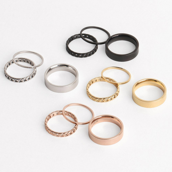 VARAM [3종세트] 어반 트리오 링 반지 세트 써지컬 316L 스틸