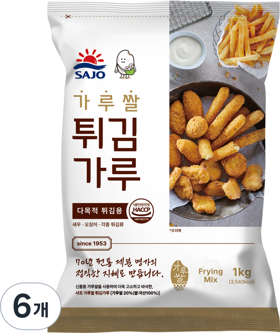 사조동아원 가루쌀 튀김가루, 1kg, 6개