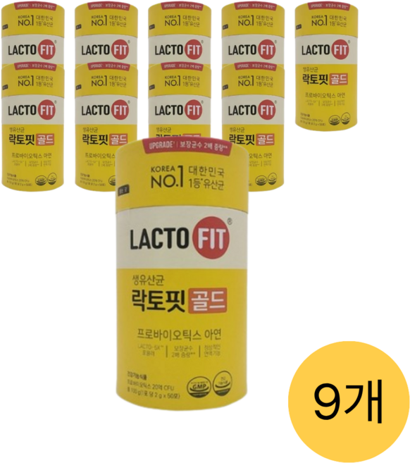 락토핏 생유산균 골드 9통 (450포), 100g, 9개