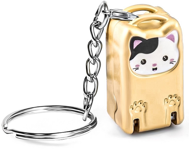 Qiaokao 고양이 일러스트 휴대용 손톱깎이, 1개, 골드