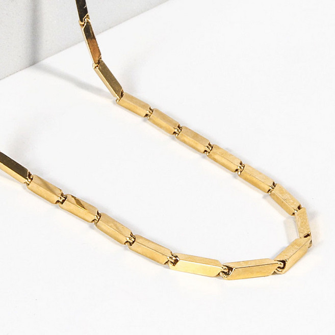 14K 18K 대나무 목걸이 줄 2.5D 체인 굵기 밤부 남자 여자 커플 골드 금