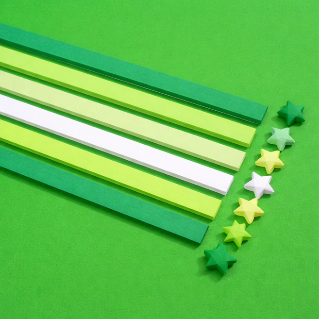 별접기 종이 그라데이션 그린, 540개, 4색