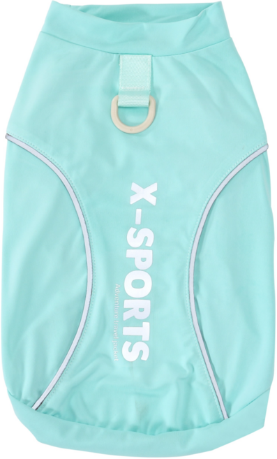 넥스트엣지 펫파션 스포츠 D링 쿨소재 산책용 강아지 티셔츠 애견옷, 1개, 민트 아쿠아