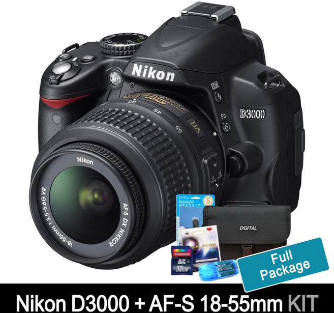 니콘 카메라 D3000 +18-55mm렌즈포함+고속32GB메모리+여행용가방+리더기+UV필터+청소도구셋 [풀셋포함] k, 단품