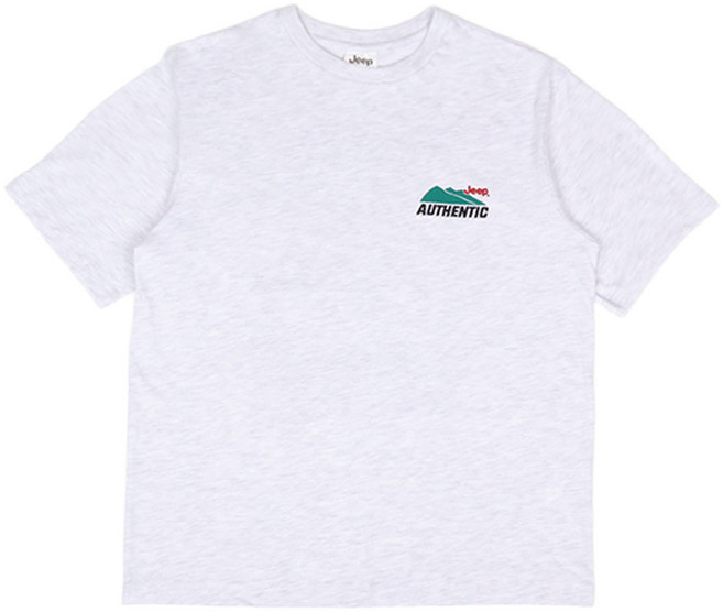 지프 공용 어센틱 등판 프린트 반팔 티셔츠 JO2TSU211 - 멜란지화이트