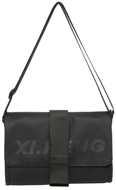 XI.ENG 時尚潮流斜挎包 郵差單肩防水中性小包, 黑色【ins風】