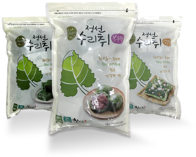 정선 수리취떡 3종 (찹쌀떡+인절미+영양떡)